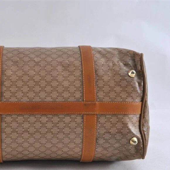 CELINE Vintage Macadam Blason Pattern Hand Boston Bag PVC Leather Beige … - Picture 6 of 12